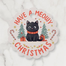 Cute Meowy-julklapp, svart katt Gåvor Etiketter