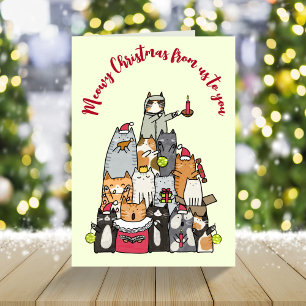 Cute Meowy-Tecknaden, jultorsk Helgkort