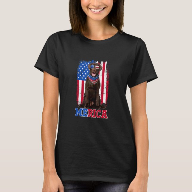 Cute Merica Chocolate Lab & USA flagga Sunglass 4t T Shirt (Framsida)