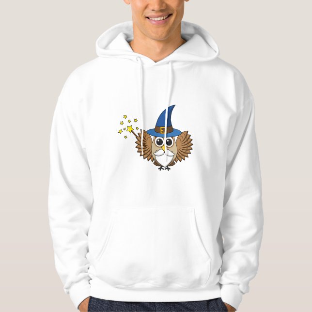 Cute Merlin the Wizard Uggla Tecknad Hoodie (Framsida)