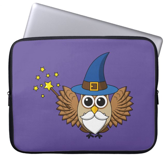 Cute Merlin the Wizard Uggla Tecknad Laptop Fodral (Framsidan)