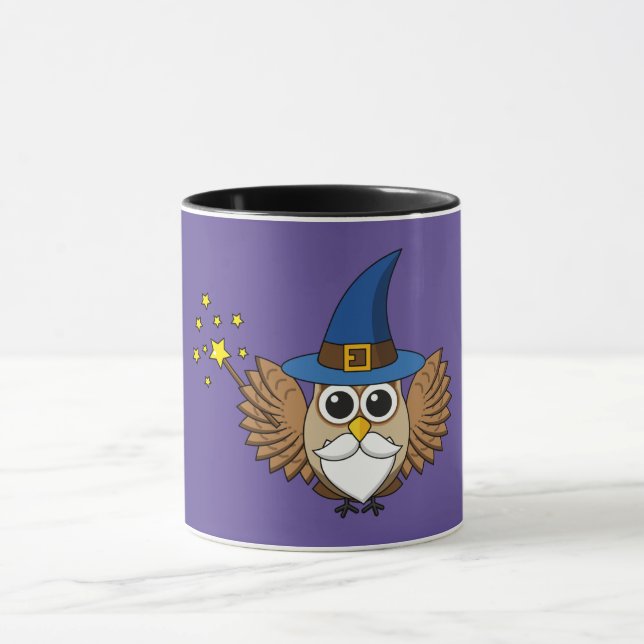 Cute Merlin the Wizard Uggla Tecknad Mugg (Center)