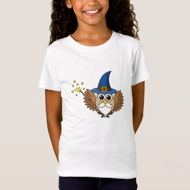 Cute Merlin the Wizard Uggla Tecknad T Shirt (Framsida)