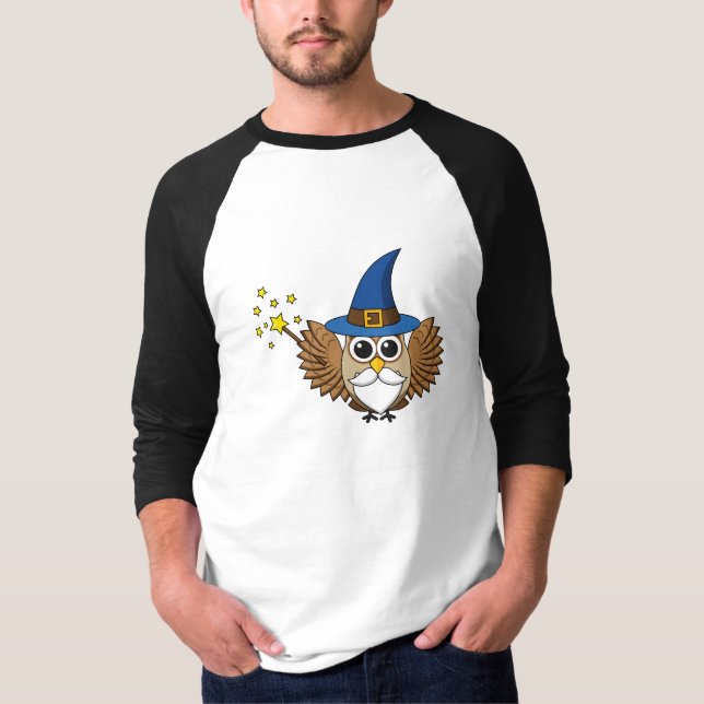Cute Merlin the Wizard Uggla Tecknad T Shirt (Framsida)