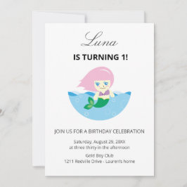 Cute Mermaid Queen Under the sea 1st Birthday  Inbjudningar