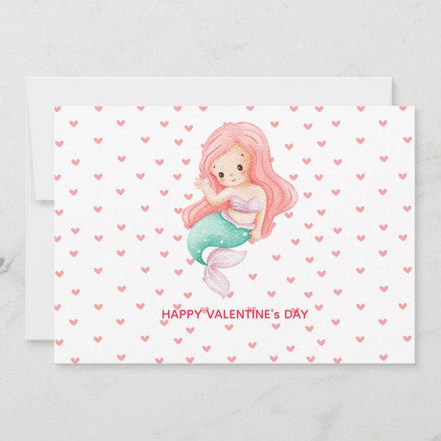 Cute Mermaid Valentine's Day Julkort (Framsida)