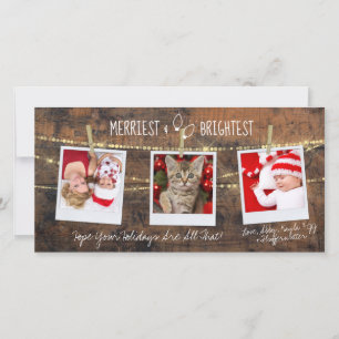 Cute Merriest och Brighest Helgdag 3-fotokort