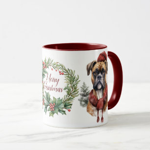 Cute Merry Boxer Hund jul Mugg