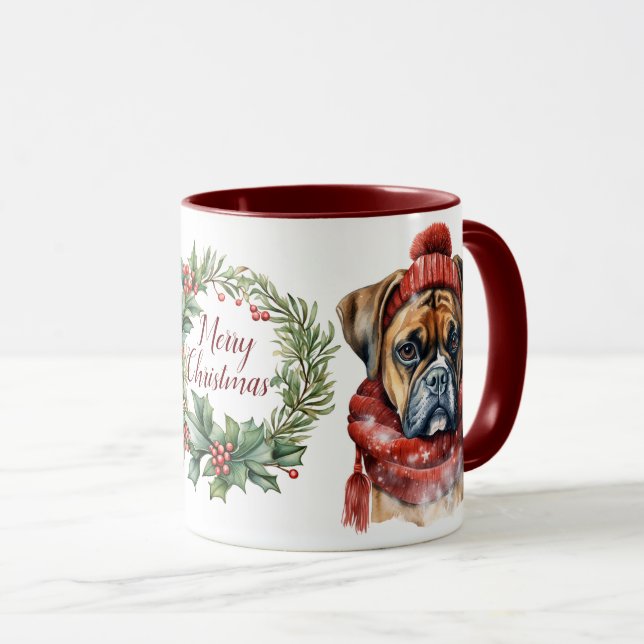 Cute Merry Boxer Hund jul Mugg (Framsida höger)