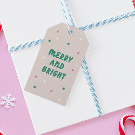 Cute Merry & Bright Confetti Rosa Helgdag Presentetikett