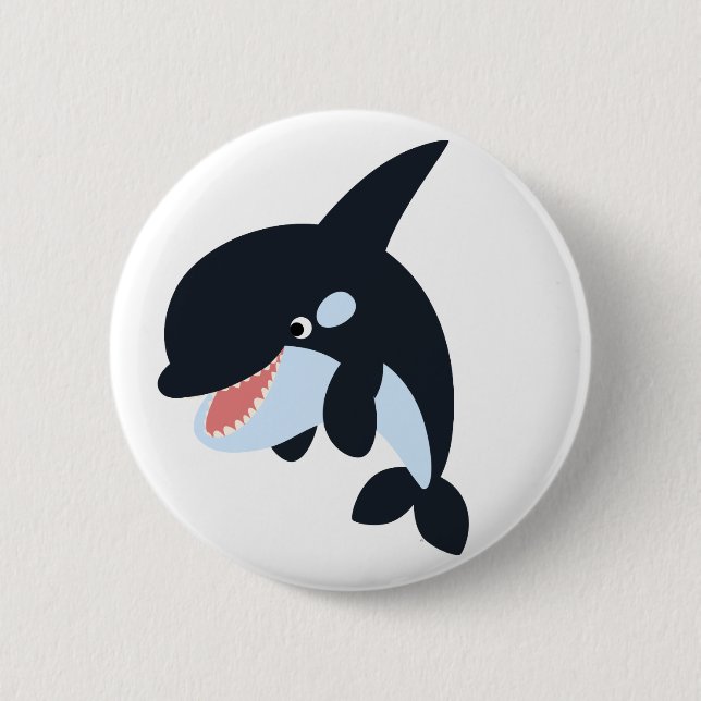 Cute Merry Cartoon Killer Whale Button Badge Knapp (Framsida)