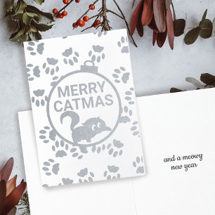 Cute Merry Catmas Kattunge-julkort Folierat Kort