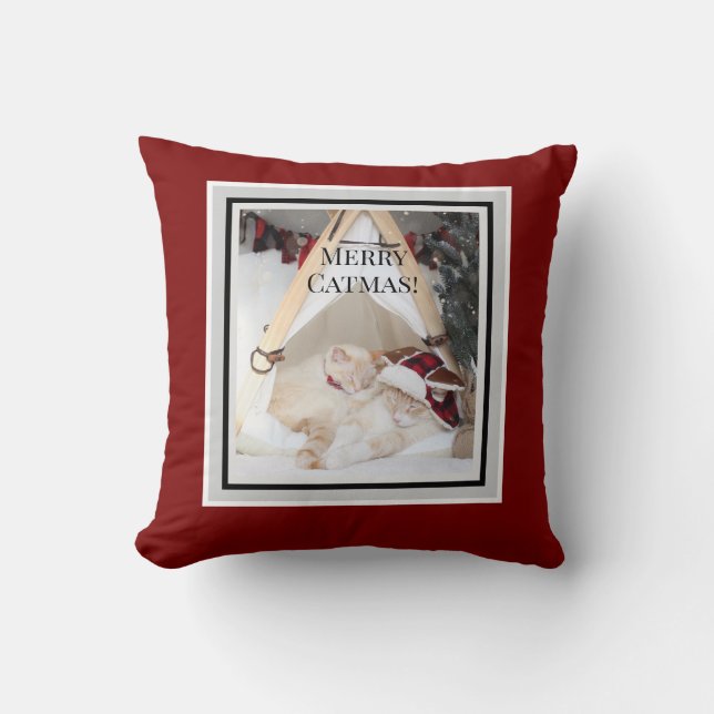 Cute Merry Catmas Sleeping Kitties Christmas Kudde (Framsida)