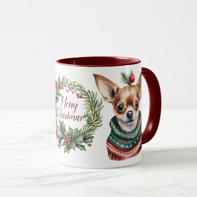 Cute Merry Chihuahua Hund jul Mugg (Framsida höger)