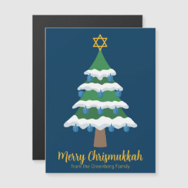 Cute Merry Chrismukah Träd Magnet-kort