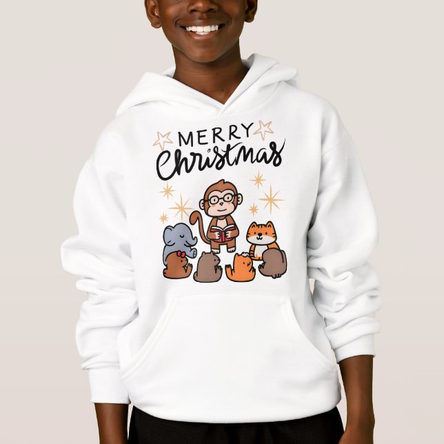 "Cute Merry Christmas Cartoon Hoodie for Boys" T Shirt (Framsida)