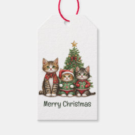 Cute Merry Christmas Cats Presentetikett