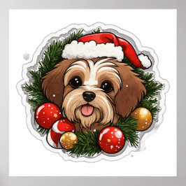 Cute Merry Christmas Dog PNG | Festive Holiday Pet Poster