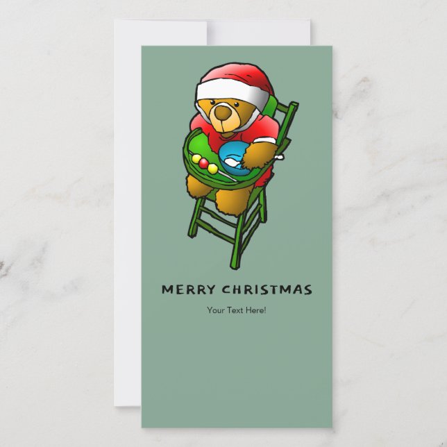 Cute Merry Christmas from Teddy Bear Julkort (Framsida)