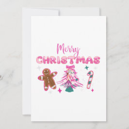 Cute Merry Christmas Gingerbread and Candy Design Inbjudningar