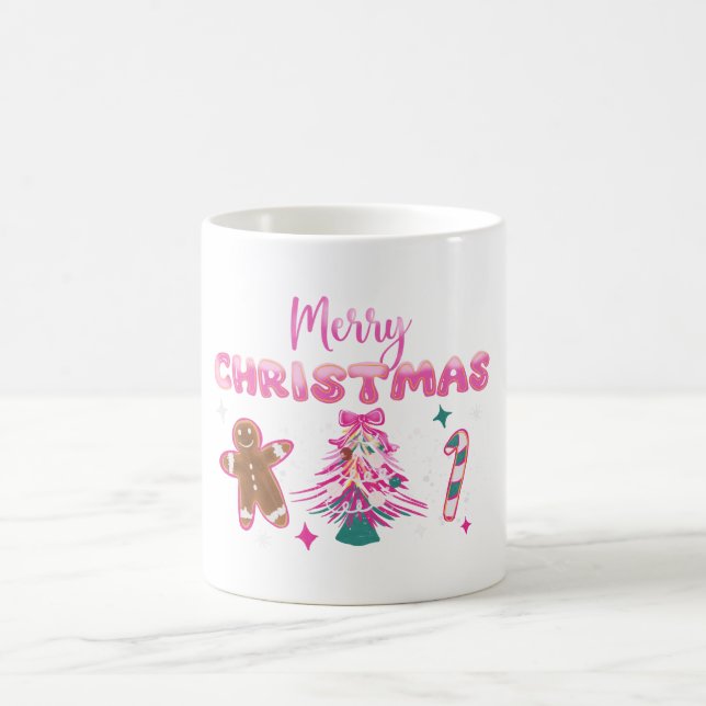Cute Merry Christmas Gingerbread and Candy Design Kaffemugg (Center)