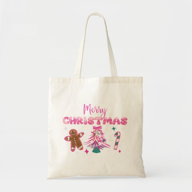 Cute Merry Christmas Gingerbread and Candy Design Tygkasse (Framsidan)