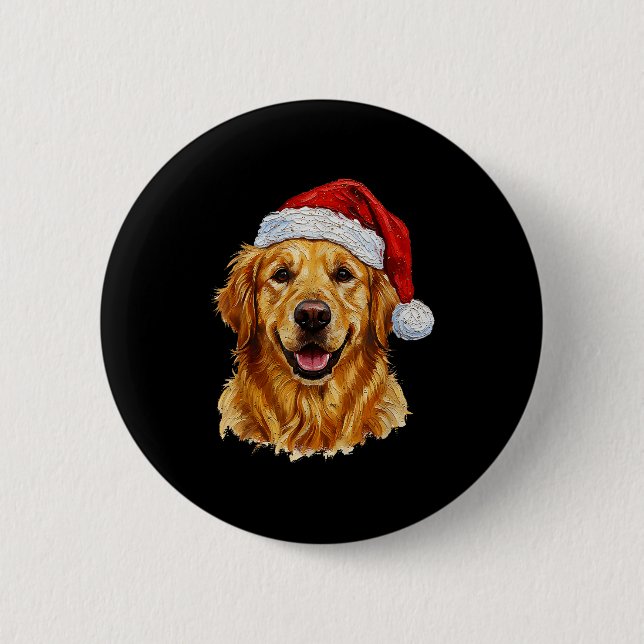 Cute Merry Christmas Golden Retriever Dog Christma Knapp (Framsida)