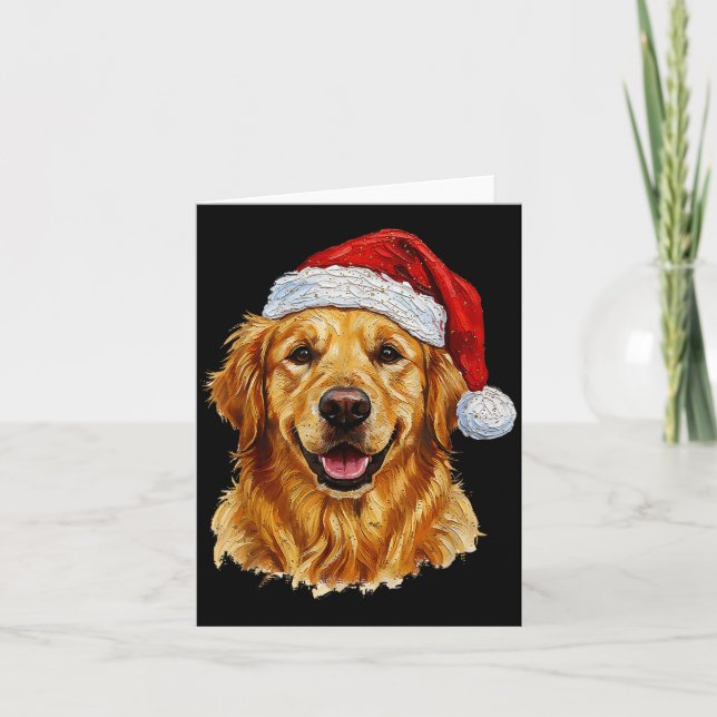 Cute Merry Christmas Golden Retriever Dog Christma Kort (Framsida)