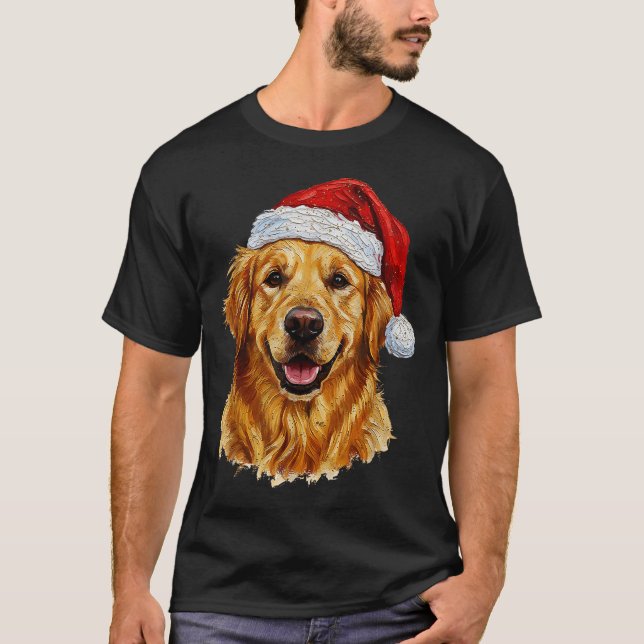 Cute Merry Christmas Golden Retriever Dog Christma T Shirt (Framsida)
