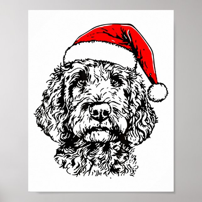 Cute Merry Christmas Goldendoodle Santa Christmas  Poster (Framsidan)