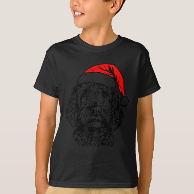 Cute Merry Christmas Goldendoodle Santa Christmas  T Shirt (Framsida)