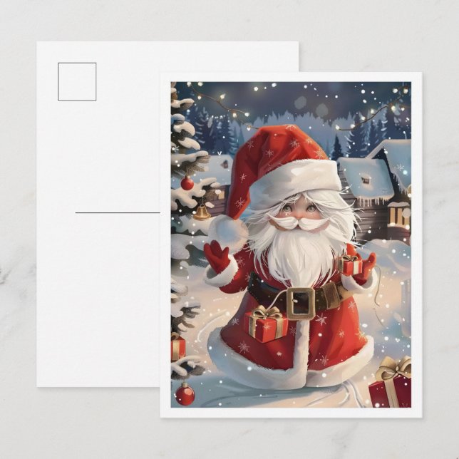 Cute Merry Christmas Santa Clause Vykort (Fram/baksida)