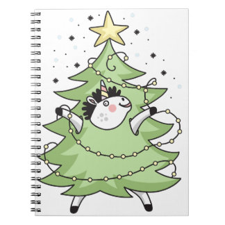 Cute Merry Christmas unicorn Anteckningsbok
