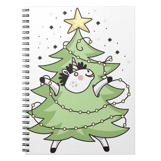 Cute Merry Christmas unicorn Anteckningsbok (Framsidan)