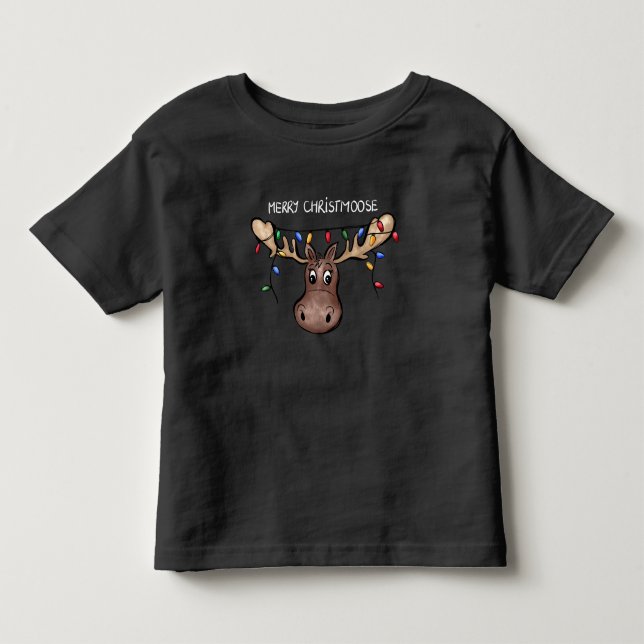 Cute Merry Christmoose-julgranar, moose Kids T Shirt (Framsida)
