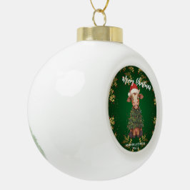 Cute merry Cow Christmas tree calf ox Xmas pattern Julgranskula Keramik