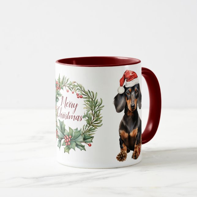 Cute Merry Dachshund Hund jul Mugg (Framsida höger)