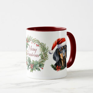 Cute Merry Dachshund Hund jul Mugg
