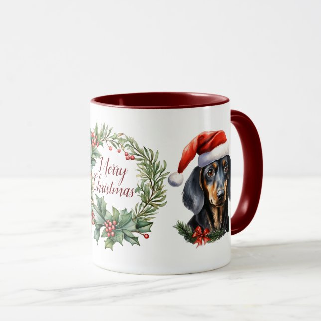 Cute Merry Dachshund Hund jul Mugg (Framsida höger)