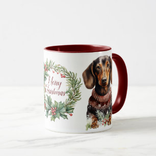 Cute Merry Dachshund Hund jul Mugg