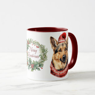 Cute Merry German Shepherd Hund jul Mugg