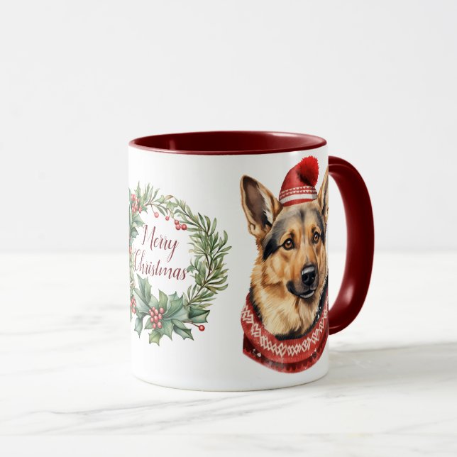 Cute Merry German Shepherd Hund jul Mugg (Framsida höger)
