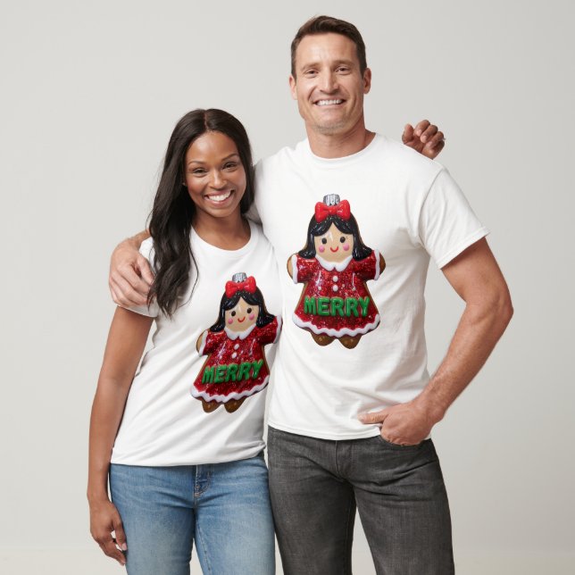 Cute Merry Gingerbread Girl Christmas Cookie Holid T Shirt (Unisex)