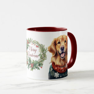Cute Merry Golden Retriever Hund jul Mugg