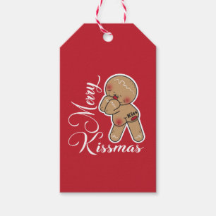 Cute Merry Kissmas Pepparkaksgubbe Presentetikett
