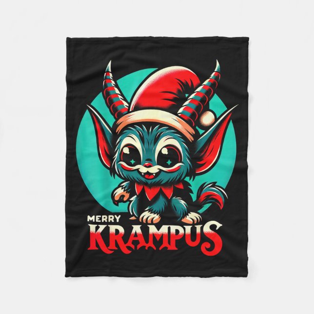 Cute Merry Krampus Christmas Holiday 30’s Retro Ca Fleecefilt (Framsidan)