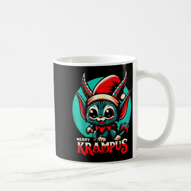 Cute Merry Krampus Christmas Holiday 30’s Retro Ca Kaffemugg (Höger)