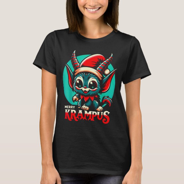 Cute Merry Krampus Christmas Holiday 30’s Retro Ca T Shirt (Framsida)