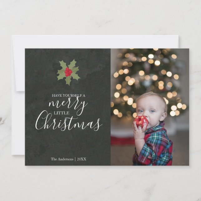 Cute Merry Little jul Holly Photo (Framsida)