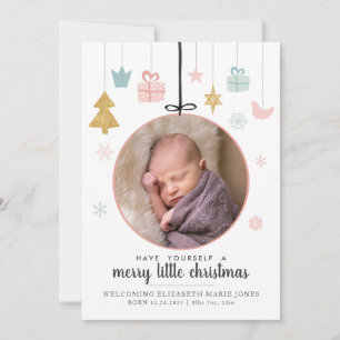 Cute Merry Little jul Ornament Photo Birth Meddelande